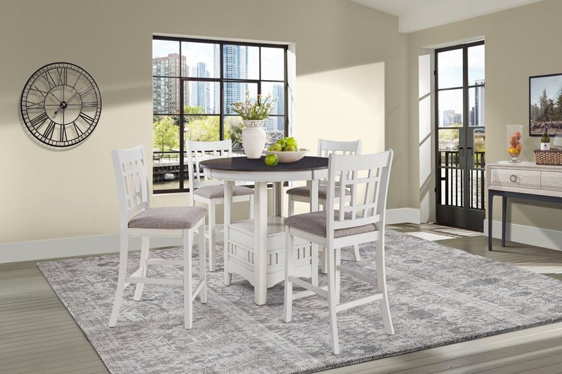Dena 5Piece CounterHeight Dining Package White and Grey The Brick