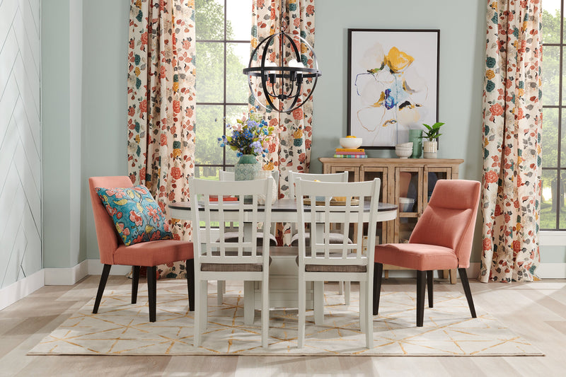 Dena 5pc Dining Set with Table & Chairs, 42-60\"W Extension, Round  - Dove Grey
