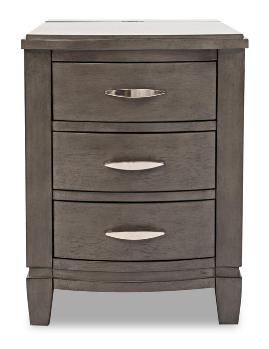 Downtown  18\" Modern Chairside Table with Storage - Grey Brown Wood
