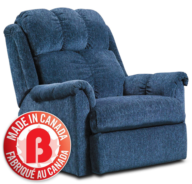 Made in Canada 35\" Chenille Fabric Power Reclining Chair - Navy Blue