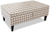 Lora Linen-Look Ottoman – Beige Houndstooth