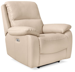 Grove Genuine Leather Power Recliner with Adjustable Headrest - Cream