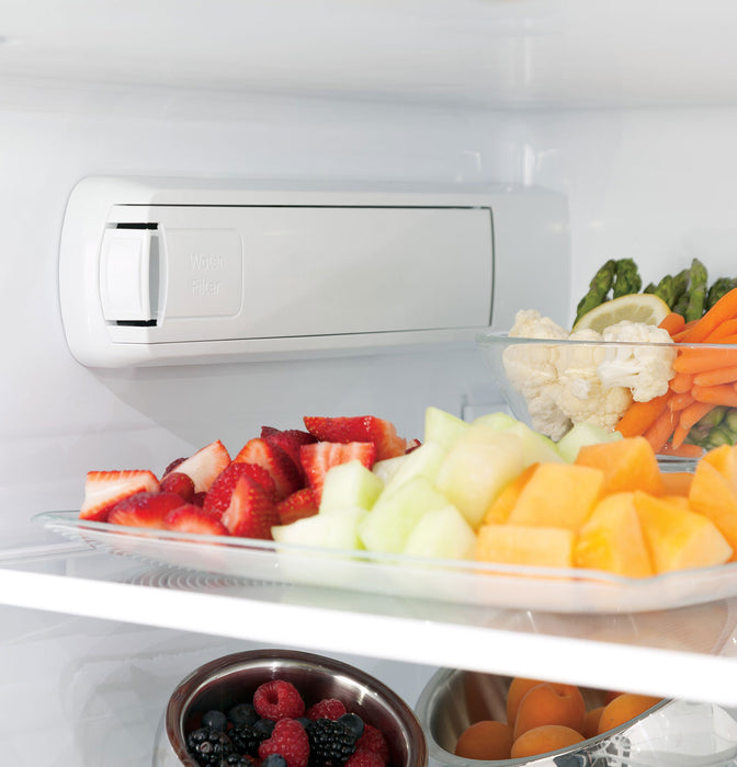 GE 23.1 Cu. Ft. French-Door Refrigerator with Internal Water Dispenser – PWE23KSKSS