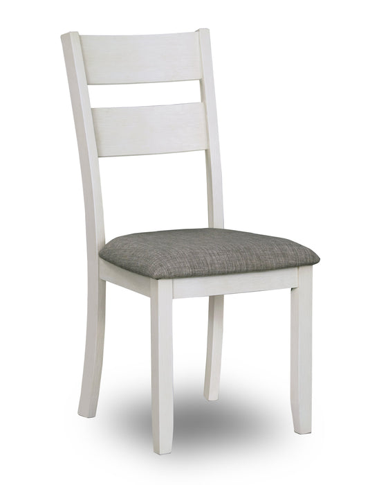 Echo 6pc Dining Table Set with Table, Bench & 4 Chairs, Storage Drawers, Trestle Base, 70\"W - White/Grey