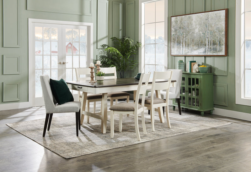 Echo Dining Chair with Linen-Look Fabric, Wood, Ladder-Back - White
