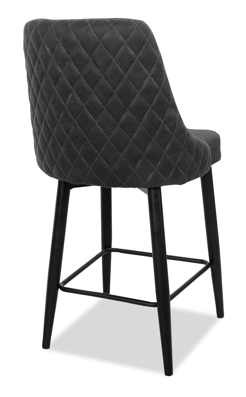 Eden Counter-Height Stool with Linen-Look Fabric, Metal - Charcoal ...