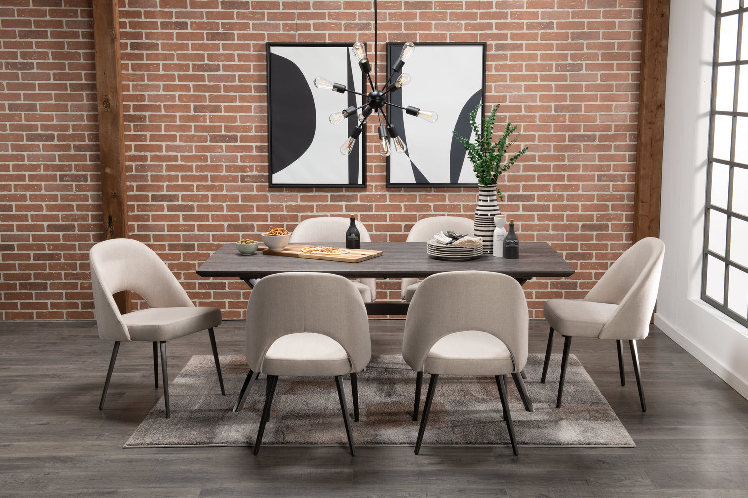 Elijah Dining Chair with Linen-Look Fabric, Metal Taupe The Brick