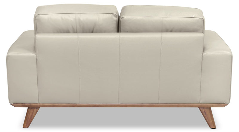 Kai Genuine Leather Loveseat – Silver