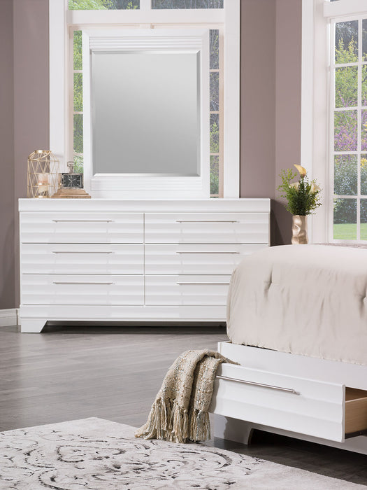 Olivia 6pc Bedroom Set with Storage Bed, Dresser, Mirror & Nightstand, Made in Canada, White - Full Size