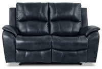 Kory Leather-Look Fabric Power Reclining Loveseat – Dark Blue