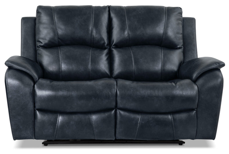 Kory Leather-Look Fabric Power Reclining Loveseat – Dark Blue