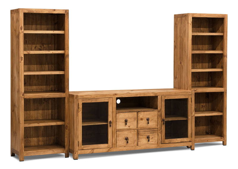 Santa Fe Rusticos 103\" 3-Piece Entertainment Centre with Storage and Cable Management for TVs up to 65\"- Pine