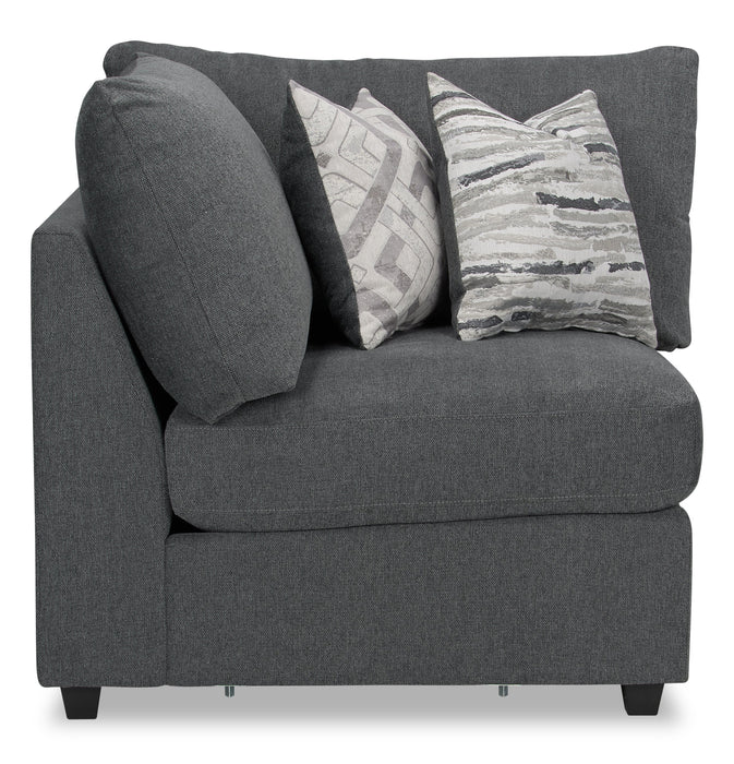 Scott Living Evolve Modular 39.5\" Linen-Look Fabric Corner Chair with Feather Down Cushions - Charcoal Grey