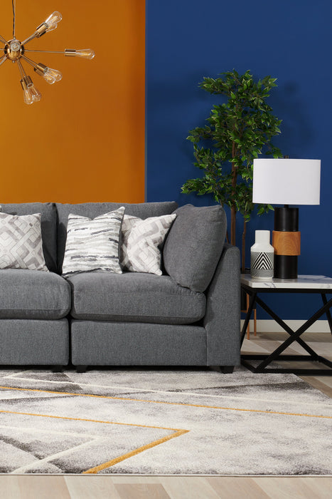 Scott Living Evolve Modular 39.5\" Linen-Look Fabric Corner Chair with Feather Down Cushions - Charcoal Grey