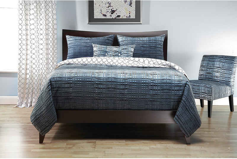 Interweave Reversible 4 Piece Full Duvet Cover Set