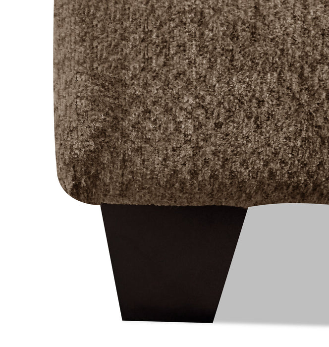 Made in Canada Febe 100\" Chenille Fabric Sofa with Flared Arms and Accent Pillows - Brown