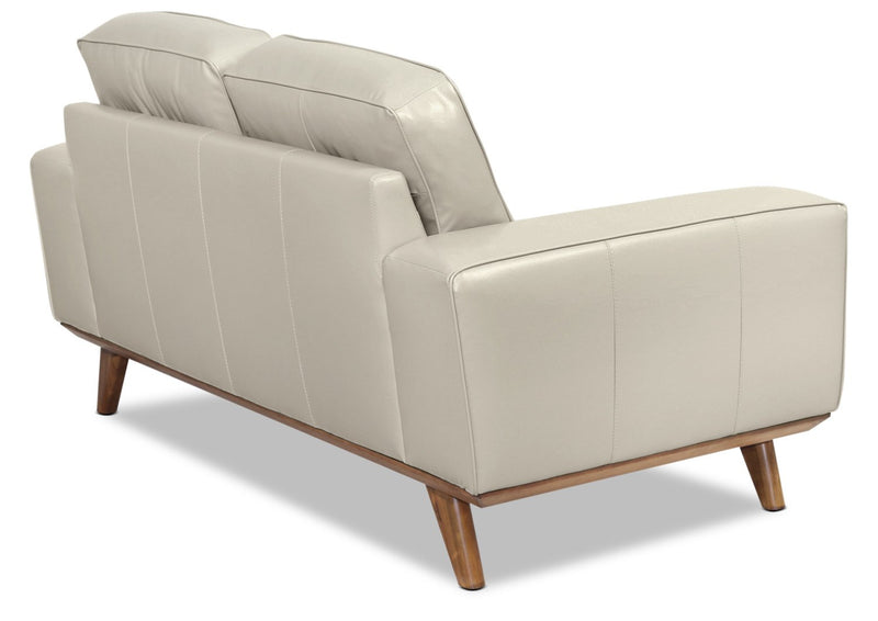 Kai Genuine Leather Loveseat – Silver