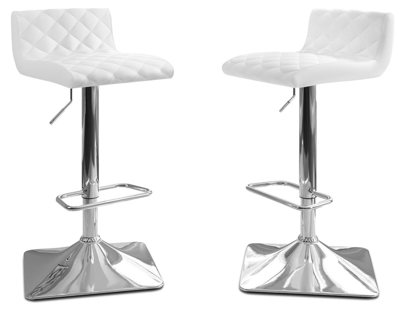 Coen Adjustable Bar Stool, Set of 2 – White