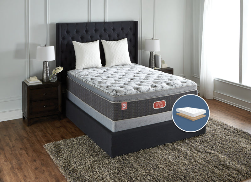 Beautyrest® Hotel Diamond 3 Firm Hi-Loft Pillow-Top Low-Profile Queen Mattress Set