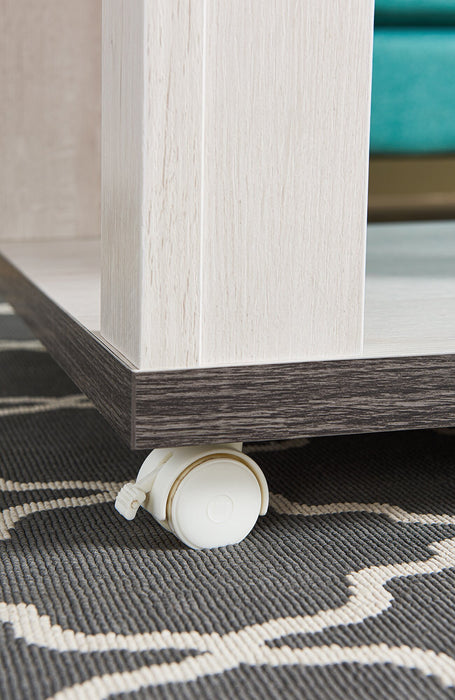 Flynn 47.25\" Modern Coffee Table with Shelf and Casters - White and Grey 