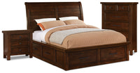 Sonoma 5-Piece King Storage Bedroom Package with Chest and Nightstand – Dark Brown