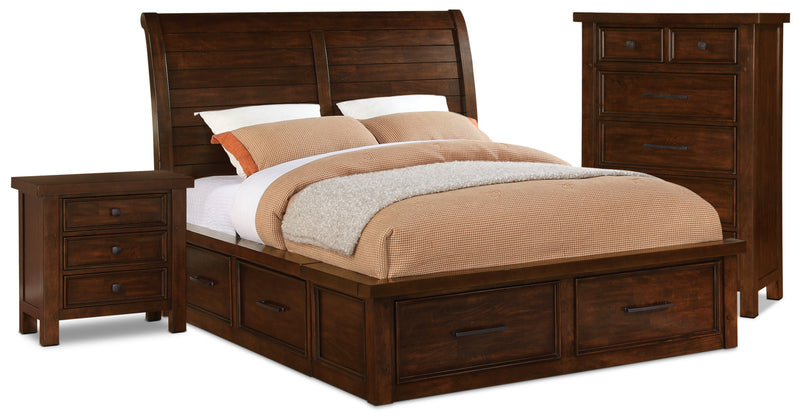 Sonoma 5-Piece King Storage Bedroom Package with Chest and Nightstand – Dark Brown