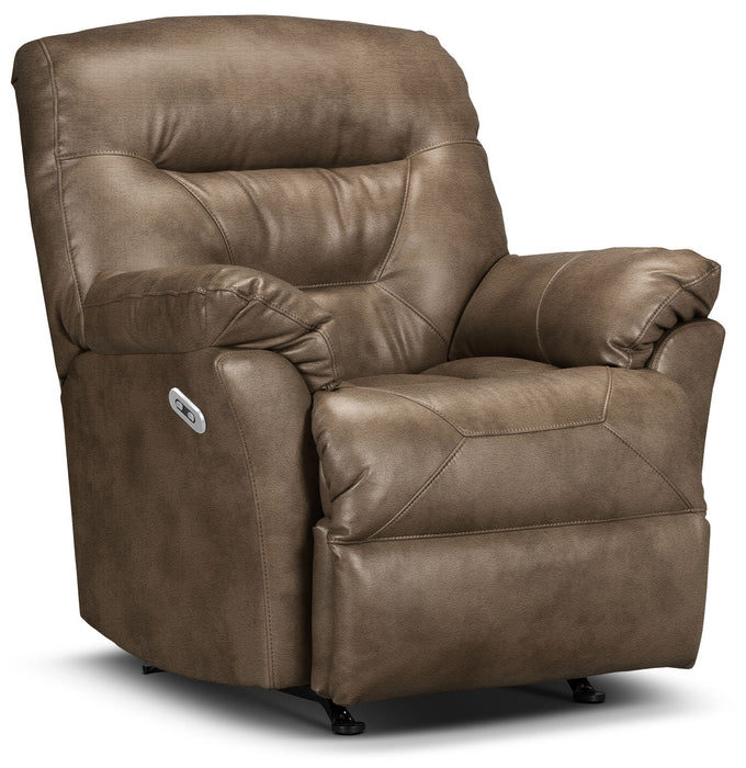 Recliner 4579 Leather-Look Fabric Power Recliner - Tobacco