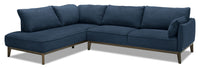 Cindy Crawford Home Gena 2-Piece Left-Facing Linen-Look Fabric Sectional with Wood Legs - Midnight Blue 
