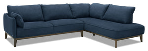 Gena 2-Piece Linen-Look Fabric Right-Facing Sectional - Midnight