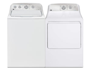 GE 4.9 Cu. Ft. Top Load Washer and 7.2 Cu. Ft. Gas Dryer with SaniFresh Cycle 