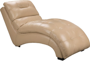Charlie Faux Leather Curved Chaise - Cream|Fauteuil long courbé Charlie en similicuir - crème|CHARLC-CH