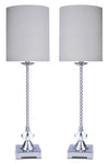 Polished Nickel with Crystal 2-Piece Table Lamp Set
