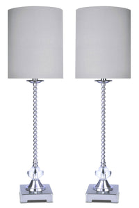 Polished Nickel with Crystal 2-Piece Table Lamp Set