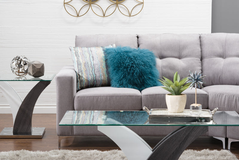 Mongolian Sheepskin Accent Pillow – Teal