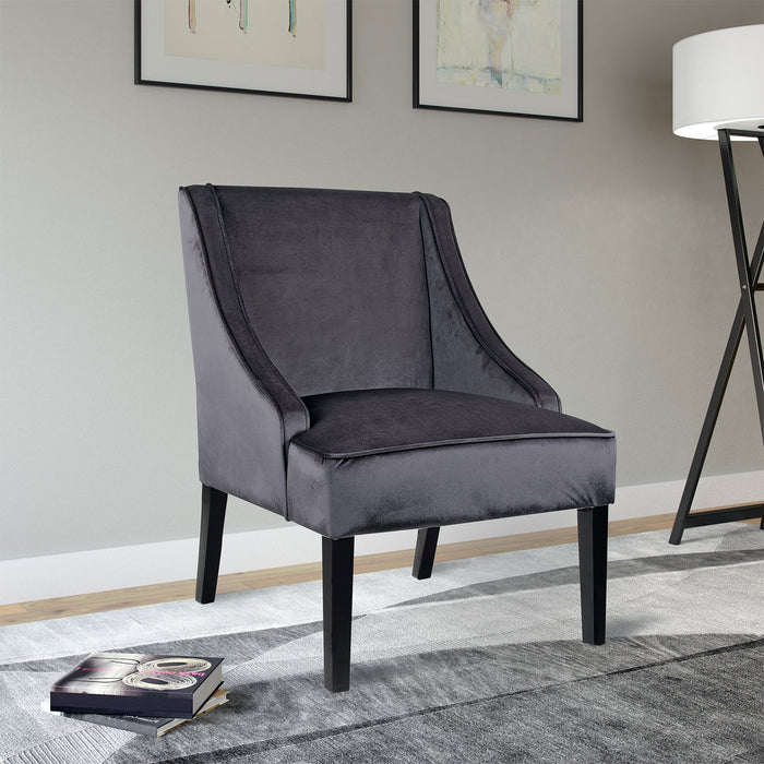 LAD Velvet Fabric Accent Chair – Dark Grey