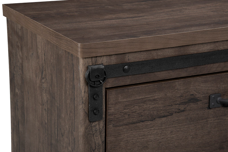 Grayson Bedside 2-Drawer Nightstand, 23.8\"W x 24.8\"H, Made in Canada, Rustic - Dark Grey