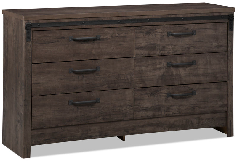 Grayson Bedroom 6-Drawer Dresser, 56.6\"W x 32.3\"H, Made in Canada, Rustic - Dark Grey