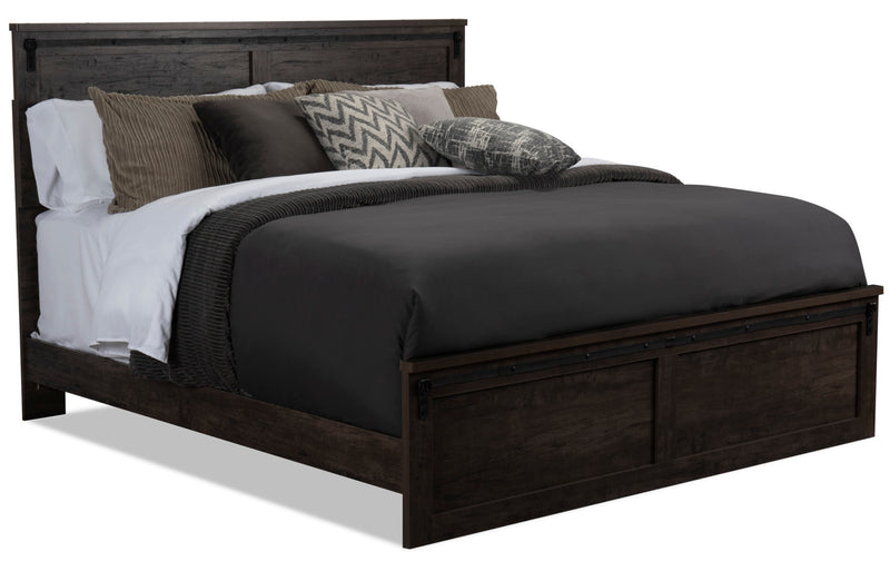 Grayson King Bed - {Rustic} style Bed in Rich Dark Grey {Engineered Wood}
