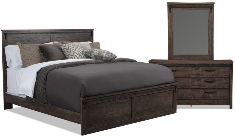 Grayson King 5-Piece Package - {Rustic} style Bedroom Package in Rich Dark Grey {Engineered Wood}