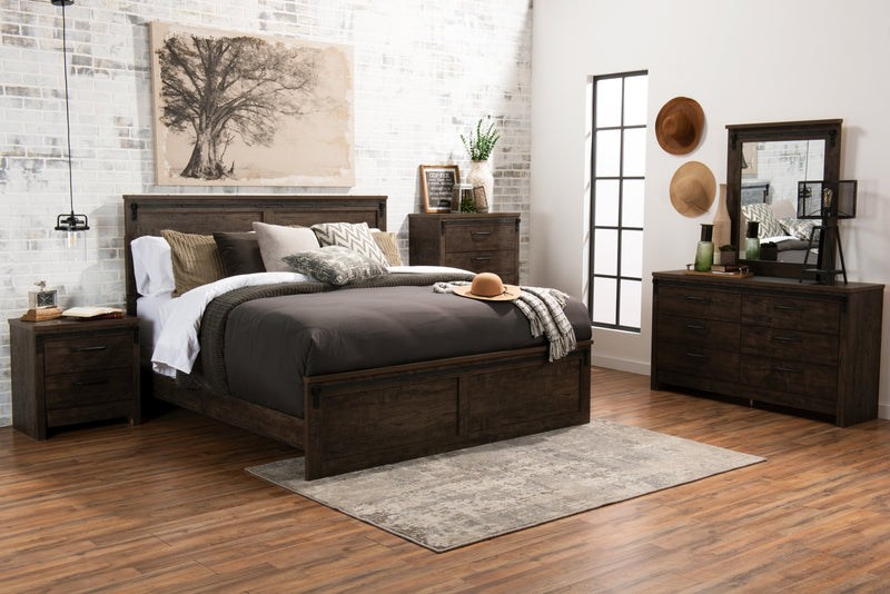 Grayson 5pc Bedroom Set with Bed, Dresser & Mirror, Made in Canada, Rustic, Dark Grey - King Size