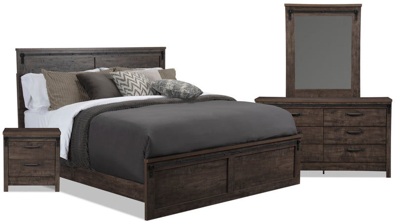 Grayson King 6-Piece Package - {Rustic} style Bedroom Package in Rich Dark Grey {Engineered Wood}