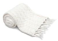 Knit Throw with Tassels - White