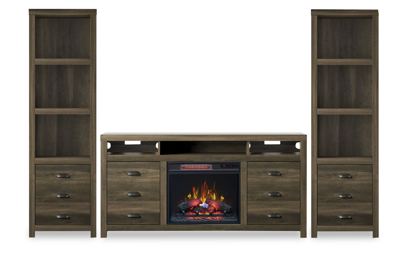 Entertainment cabinet discount with fireplace