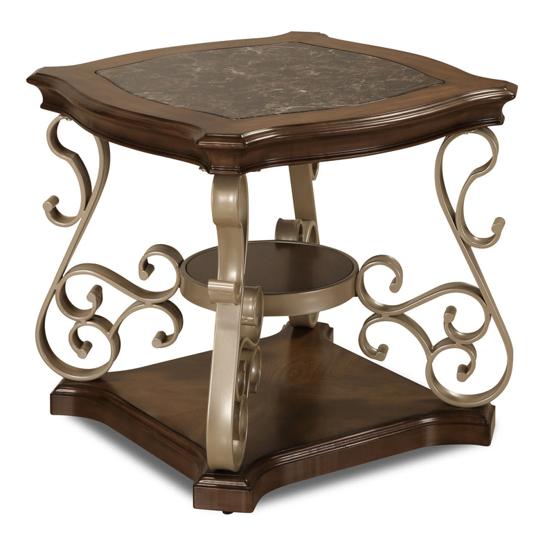 Heidi End Table  - Traditional style End Table in Brown and champagne  Medium Density Fibreboard (MDF)