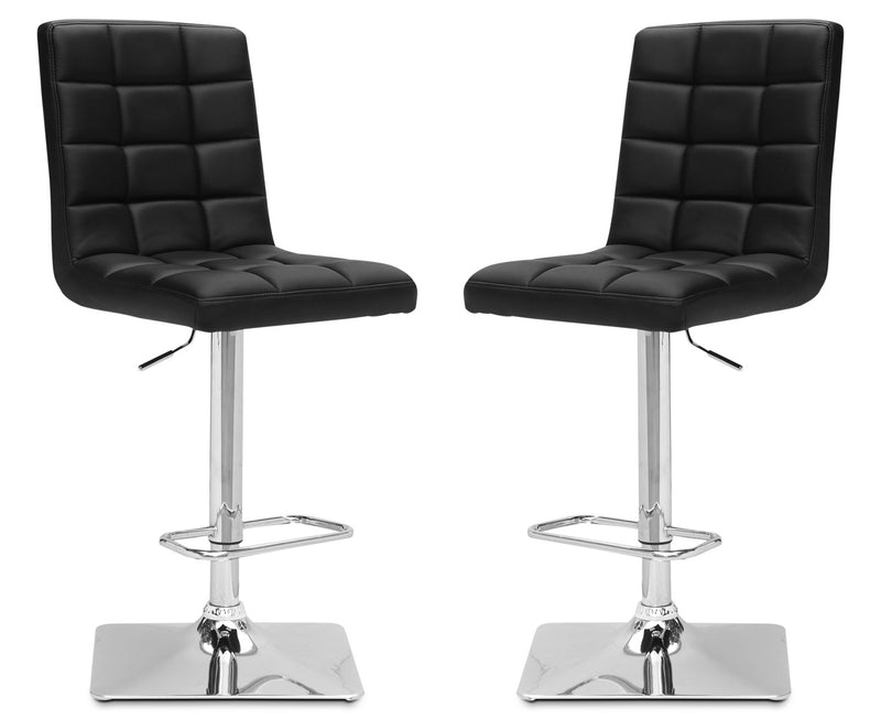 Axel High-Back Adjustable Bar Stool, Set of 2 – Black