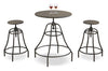 Monarch 3pc Adjustable-Height Dining Set with Table & 2 Stools, Metal, 28\"W Round - Bronze
