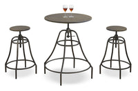 Monarch 3pc Adjustable-Height Dining Set with Table & 2 Stools, Metal, 28