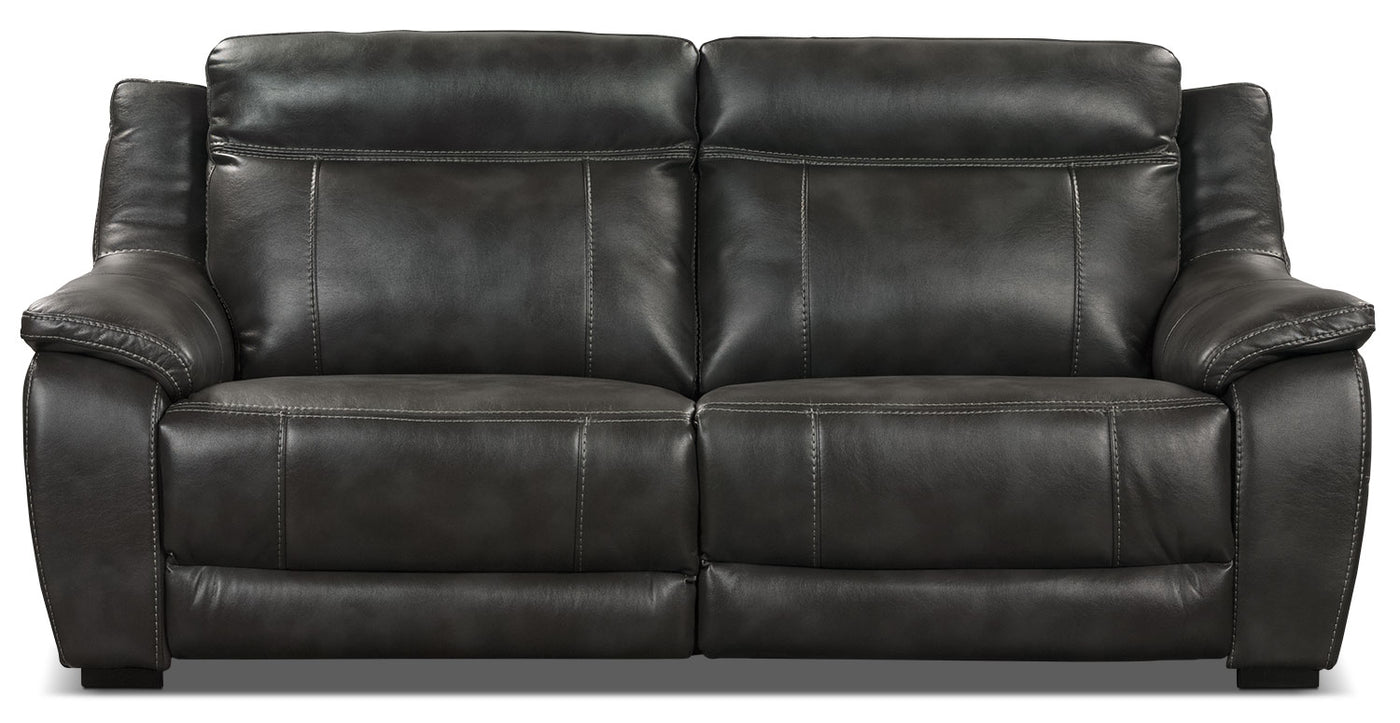 Novo Leather Look Fabric Sofa Grey