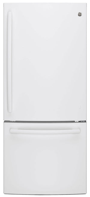 GE 20.9 Cu. Ft. Bottom-Freezer Refrigerator – GBE21AGKWW|Réfrigérateur GE de 20,9 pi³ à congélateur inférieur – GBE21AGKWW|GBE21AKW