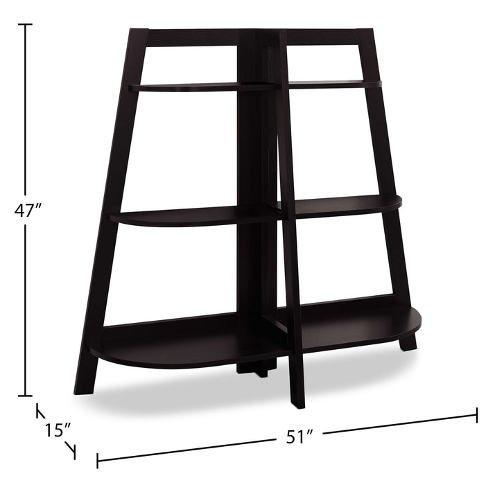 Aline 51\" Bookcase with 3 Open Shelves - Cappuccino